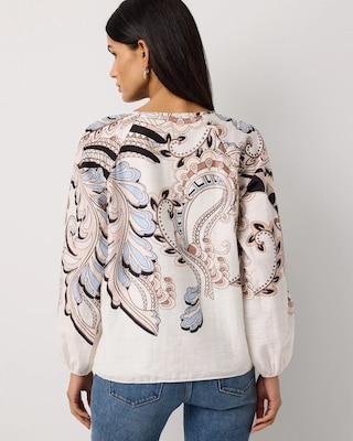 Long Sleeve Y-neck Blouse click to view larger image.