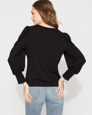 Long Sleeve Tee with Smocked Cuffs click to view larger image.