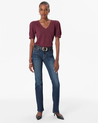 Puff Sleeve V-neck Tee click to view larger image.