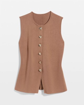 Button Front Longline Sweater Vest click to view larger image.