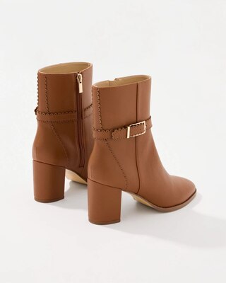 Buckle Detail Faux Leather Ankle Boots click to view larger image.