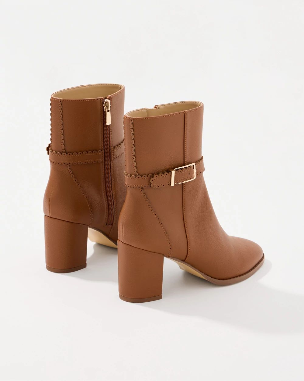 Buckle Detail Faux Leather Ankle Boots click to view larger image.