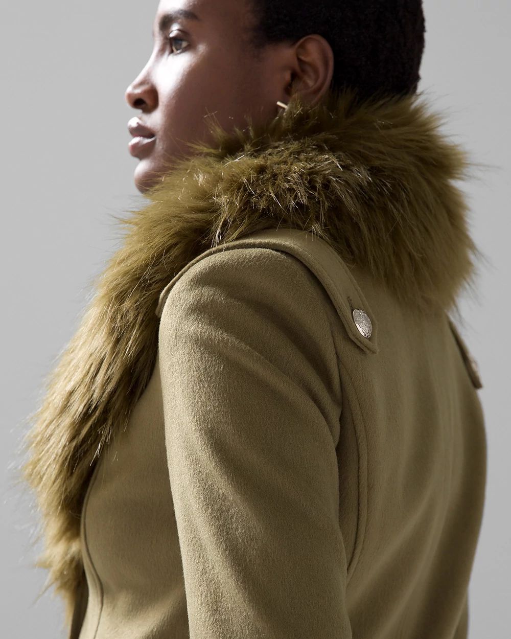 Faux fur trim peacoat shop