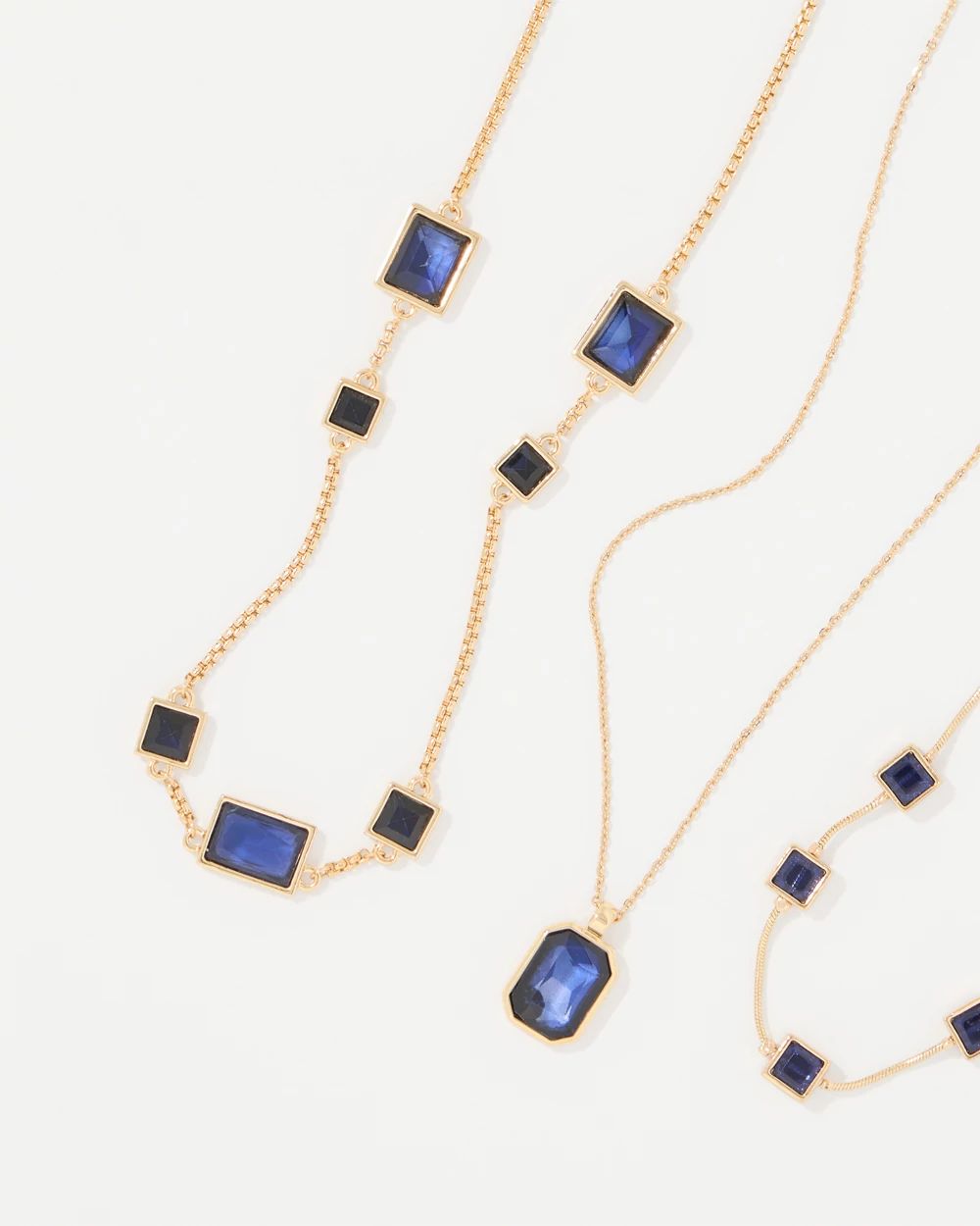 Dark Blue Glass Stones Convertible Necklace click to view larger image.