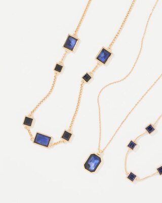 Dark Blue Glass Stones Convertible Necklace click to view larger image.