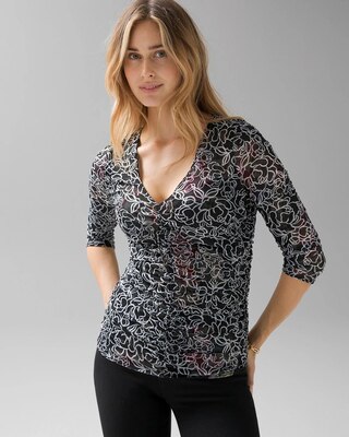 3/4 Sleeve Reversible Mesh Top