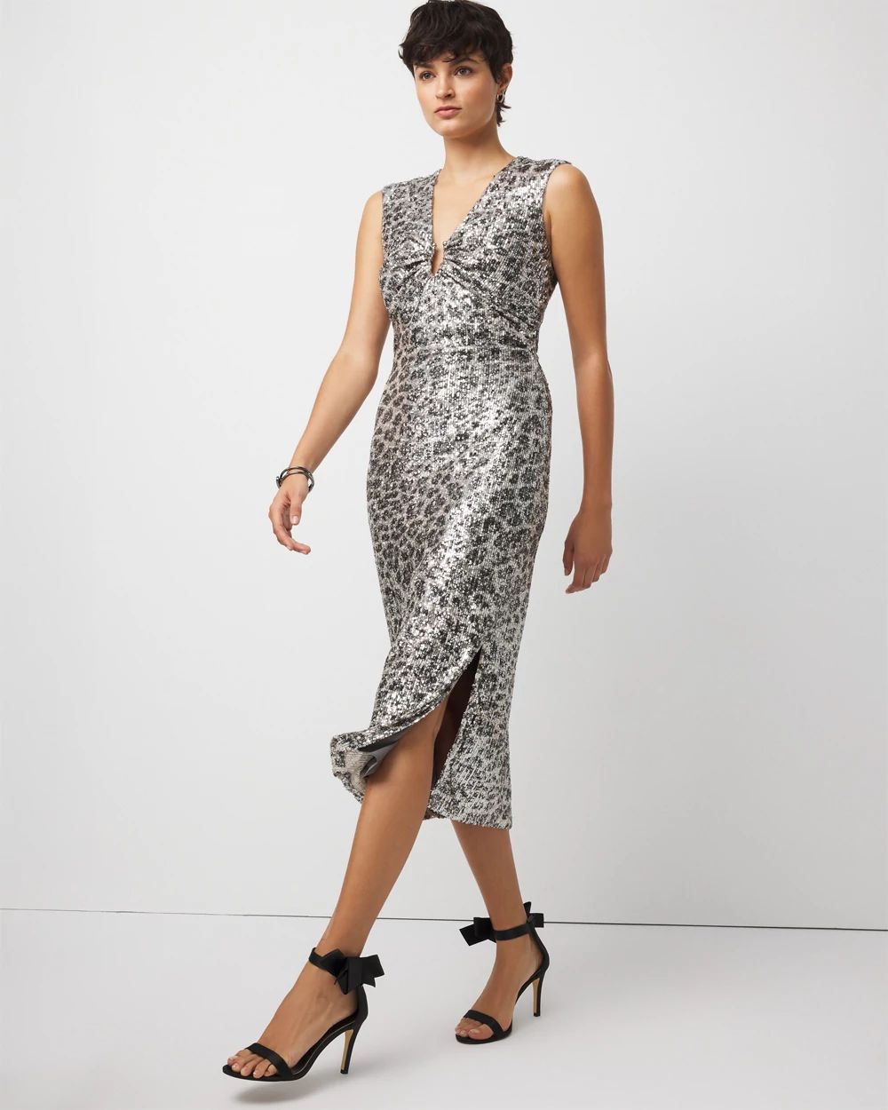 Petite Sequin Midi Dress