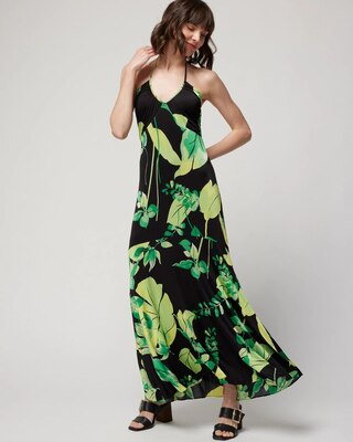 Tie-Neck Halter Maxi Dress