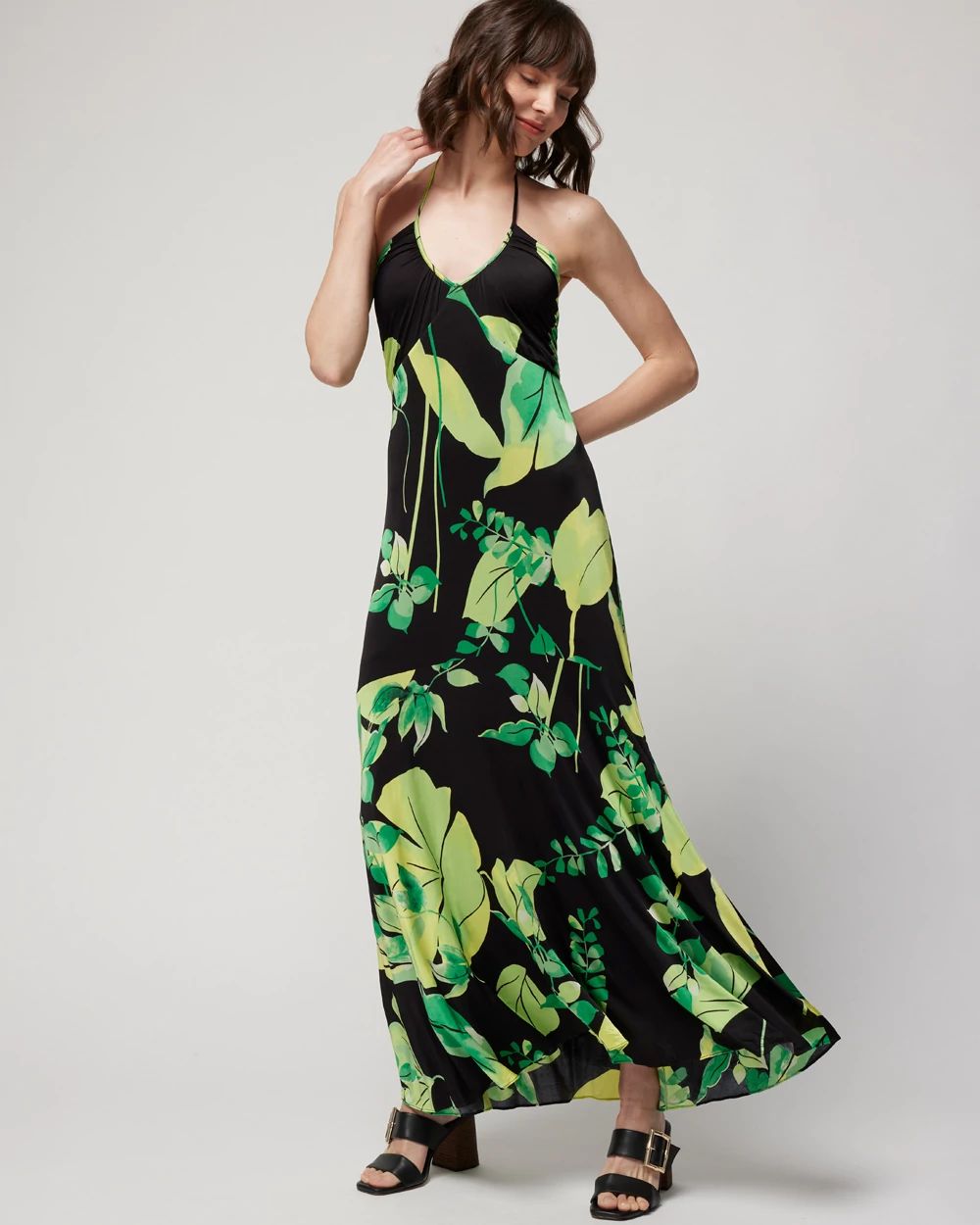 Tie-Neck Halter Maxi Dress