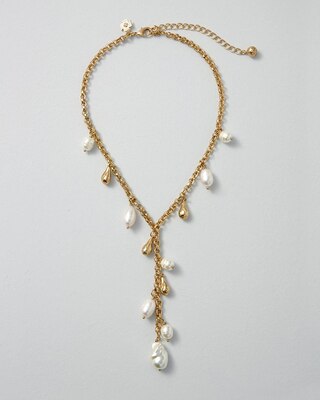 Freshwater Pearl & Goldtone Y Necklace