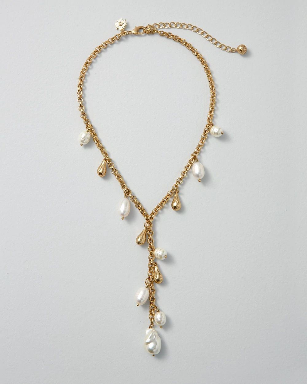 Freshwater Pearl & Goldtone Y Necklace