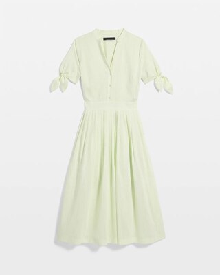 Tie-Sleeve Pleated Midi Dress click to view larger image.