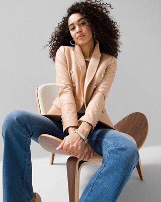WHBM® Studio Leather Blazer click to view larger image.