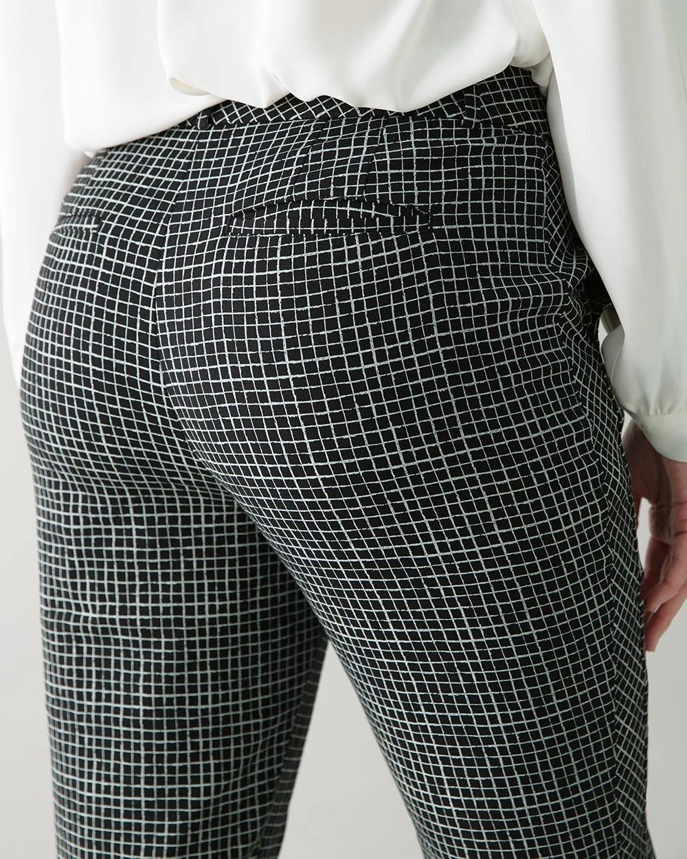Plaid Comfort Stretch Slim Ankle Pants