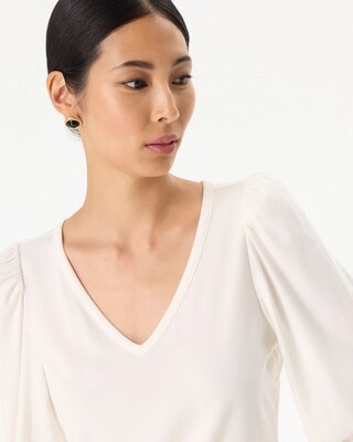 Blouson Sleeve V-neck Top click to view larger image.