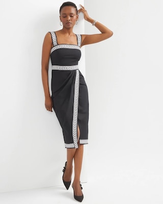 Petite Chevron-Printed Wrap Midi Dress
