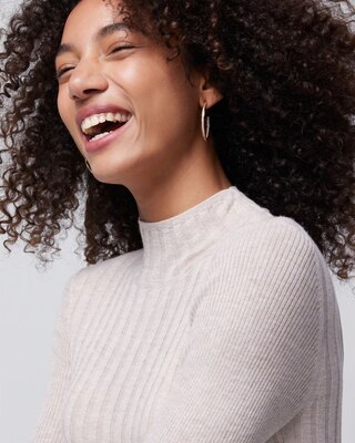 Long Sleeve Cashmere Blend Mockneck