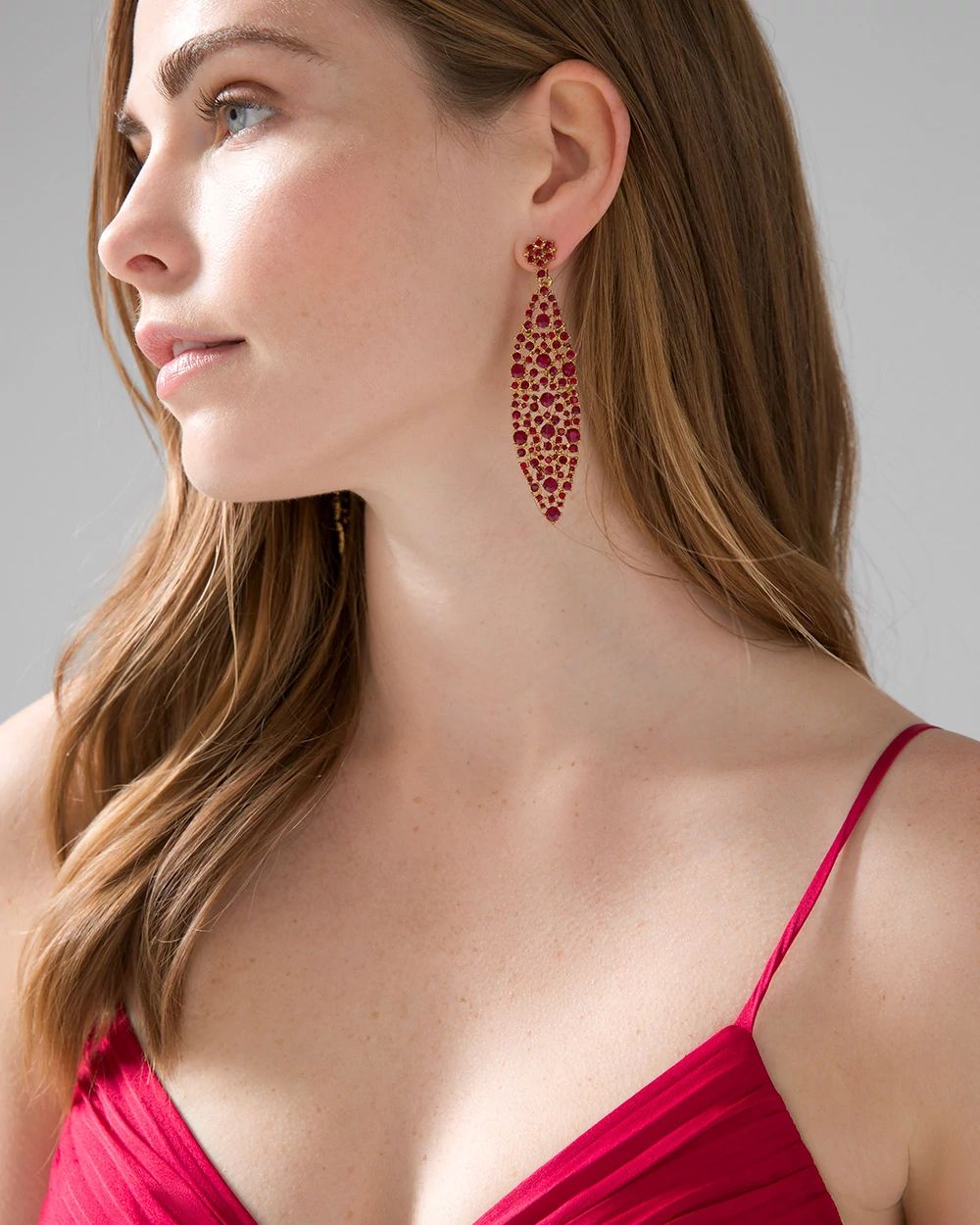 Red and gold drop earrings new arrivals