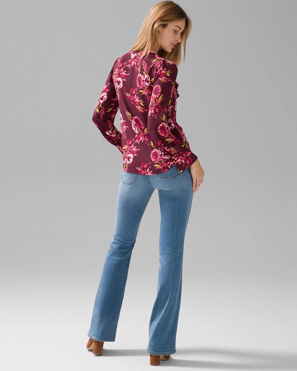 Long Sleeve Ruffle Front Blouse click to view larger image.
