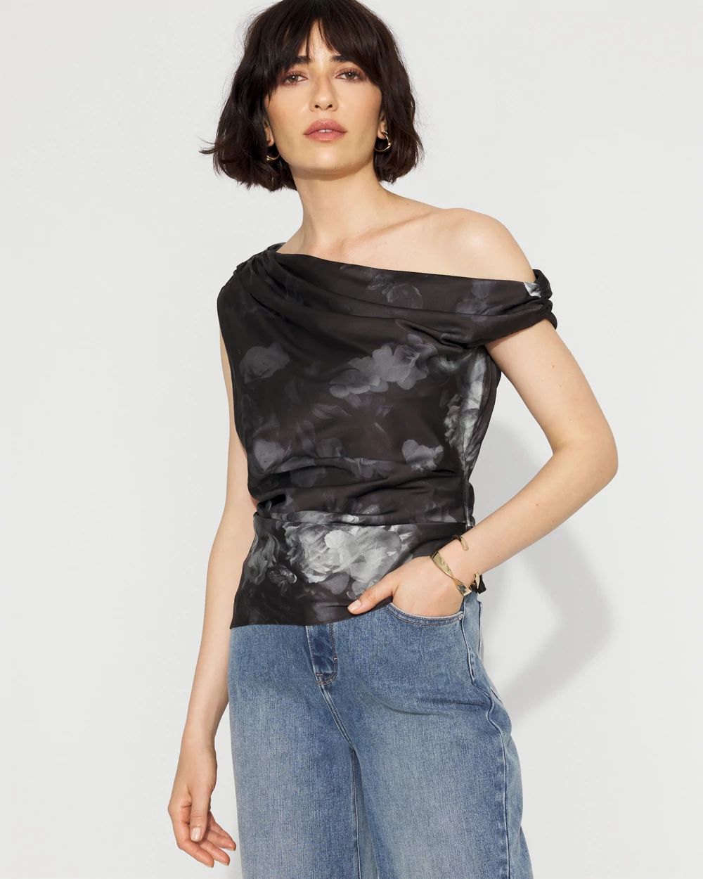 Off-the-Shoulder Satin Top