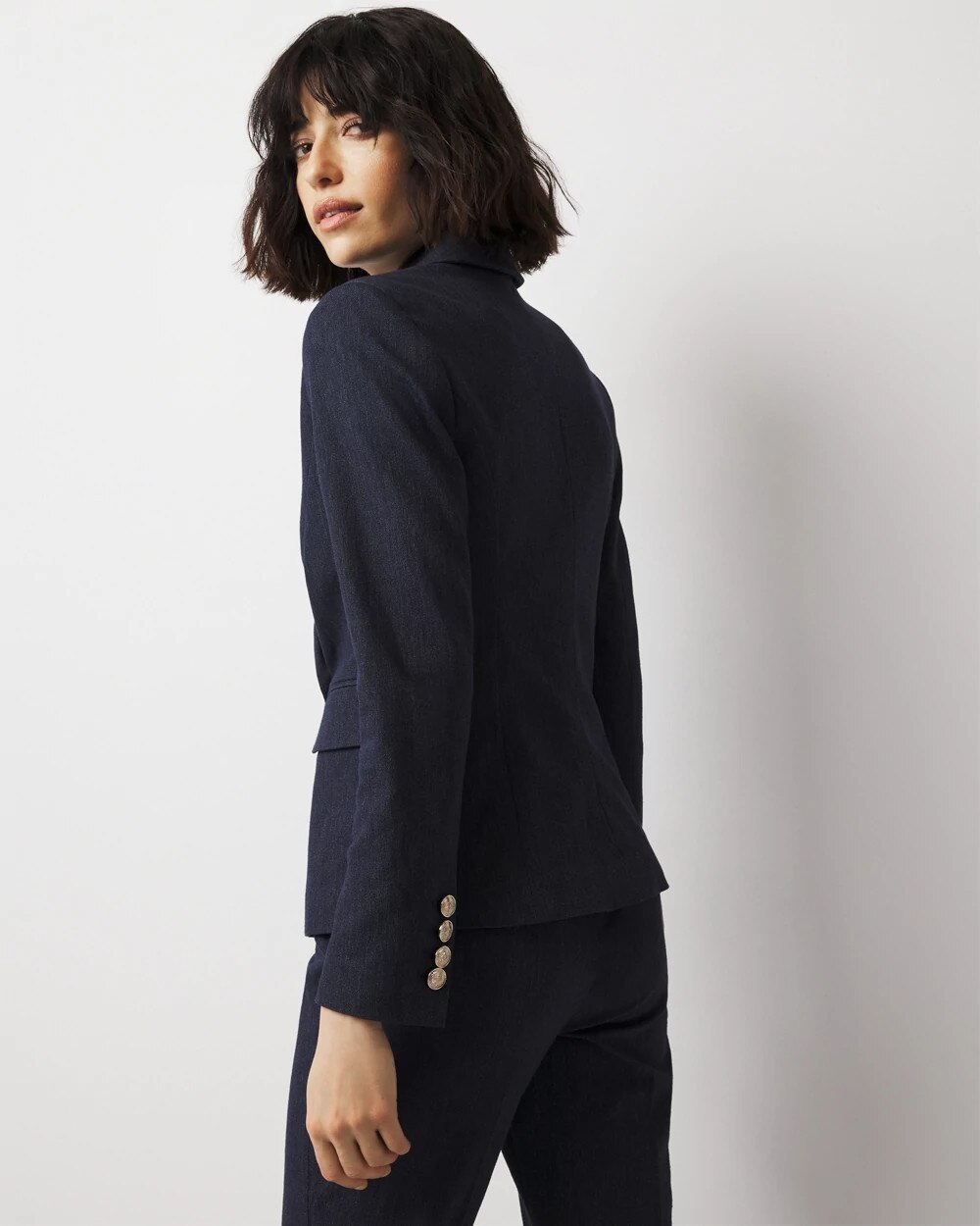 WHBM Two-Button Denim-Look Studio Blazer - image 4