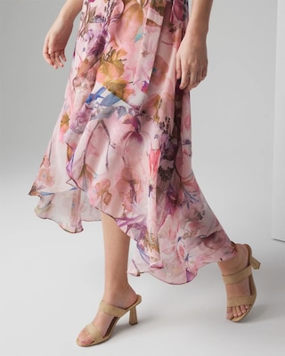 V-Neck Ruffle Wrap Dress click to view larger image.