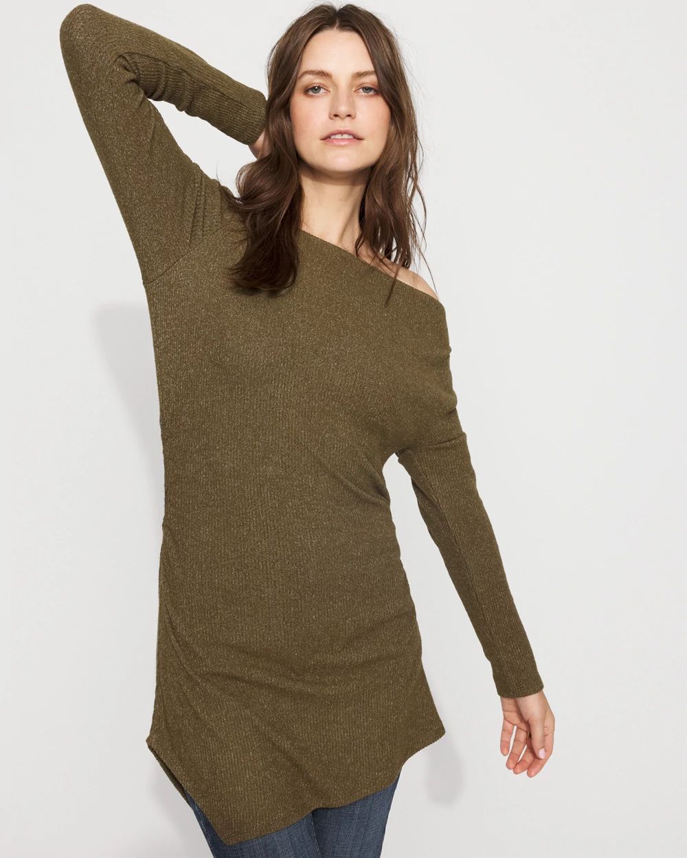 Off-The-Shoulder Rib Snit Top