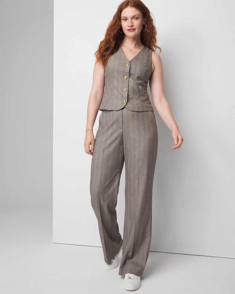 Curvy WHBM® Luna Wide Leg Pinstripe Trousers