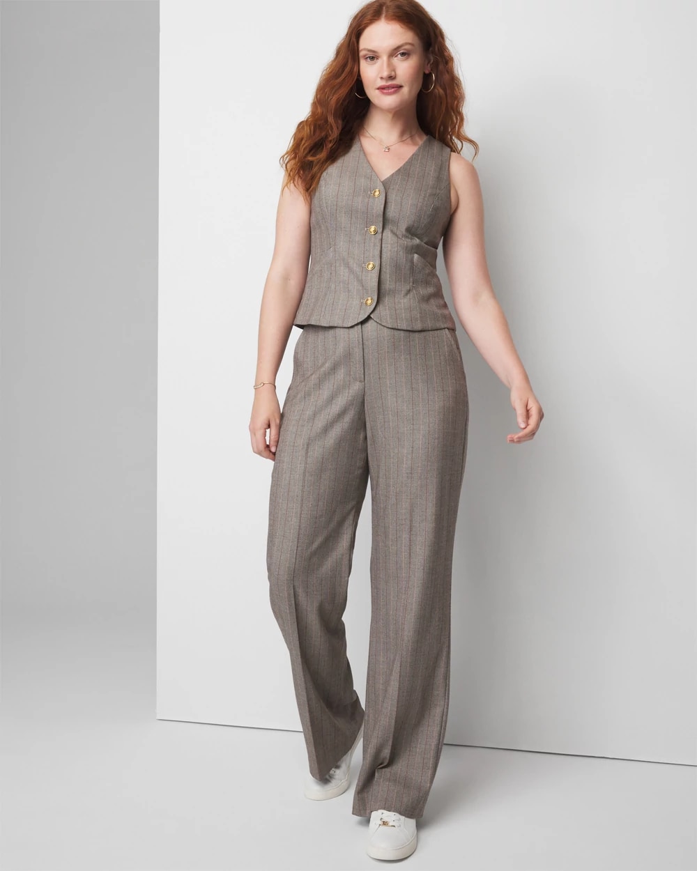 WHBM® Petite Luna Wide Leg Pinstripe Trousers