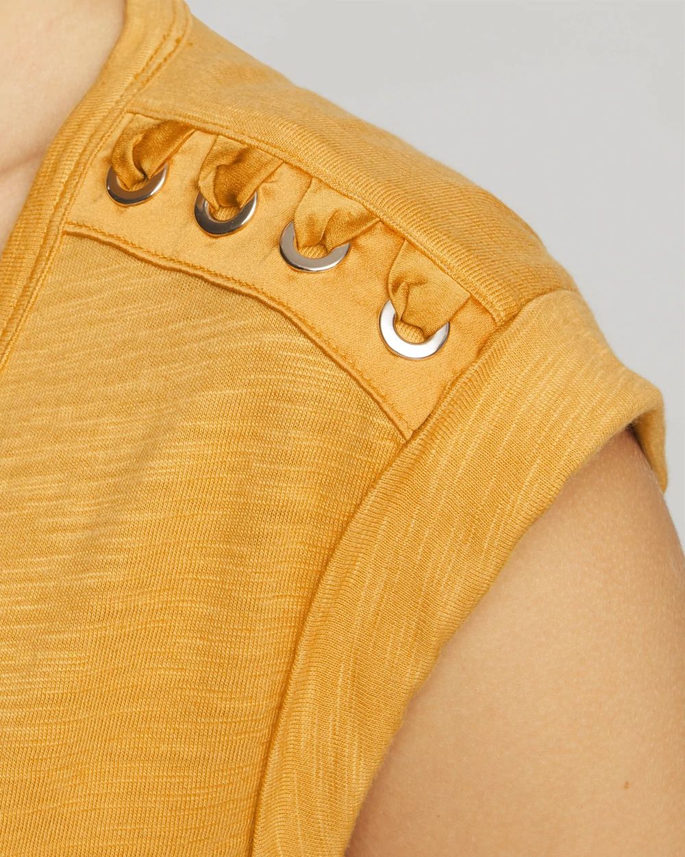 Lace-Up Shoulder Scoop Tee