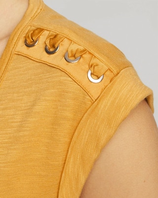 Lace-Up Shoulder Scoop Tee