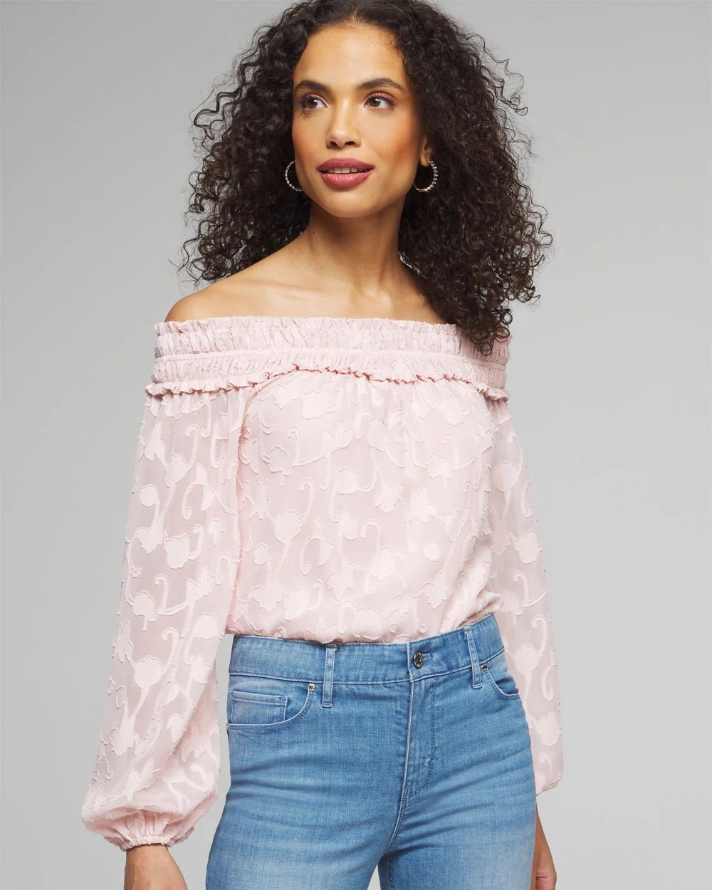 Outlet WHBM Off-The-Shoulder Jacquard Blouse