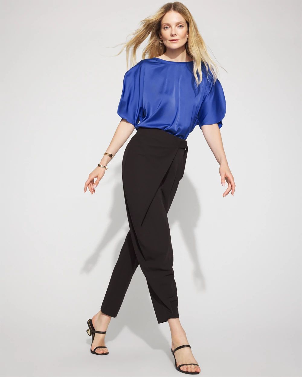 Wrap-Front Tapered Ankle Pant