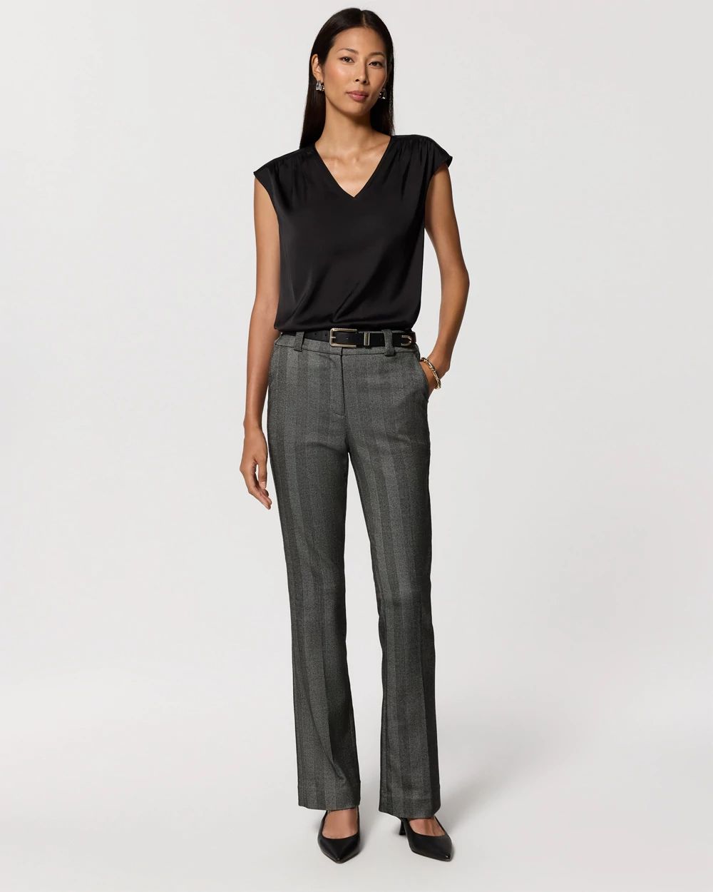 Petite Herringbone High-Rise Blake Bootcut Pant