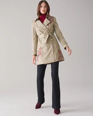 Embroidered Trench Coat