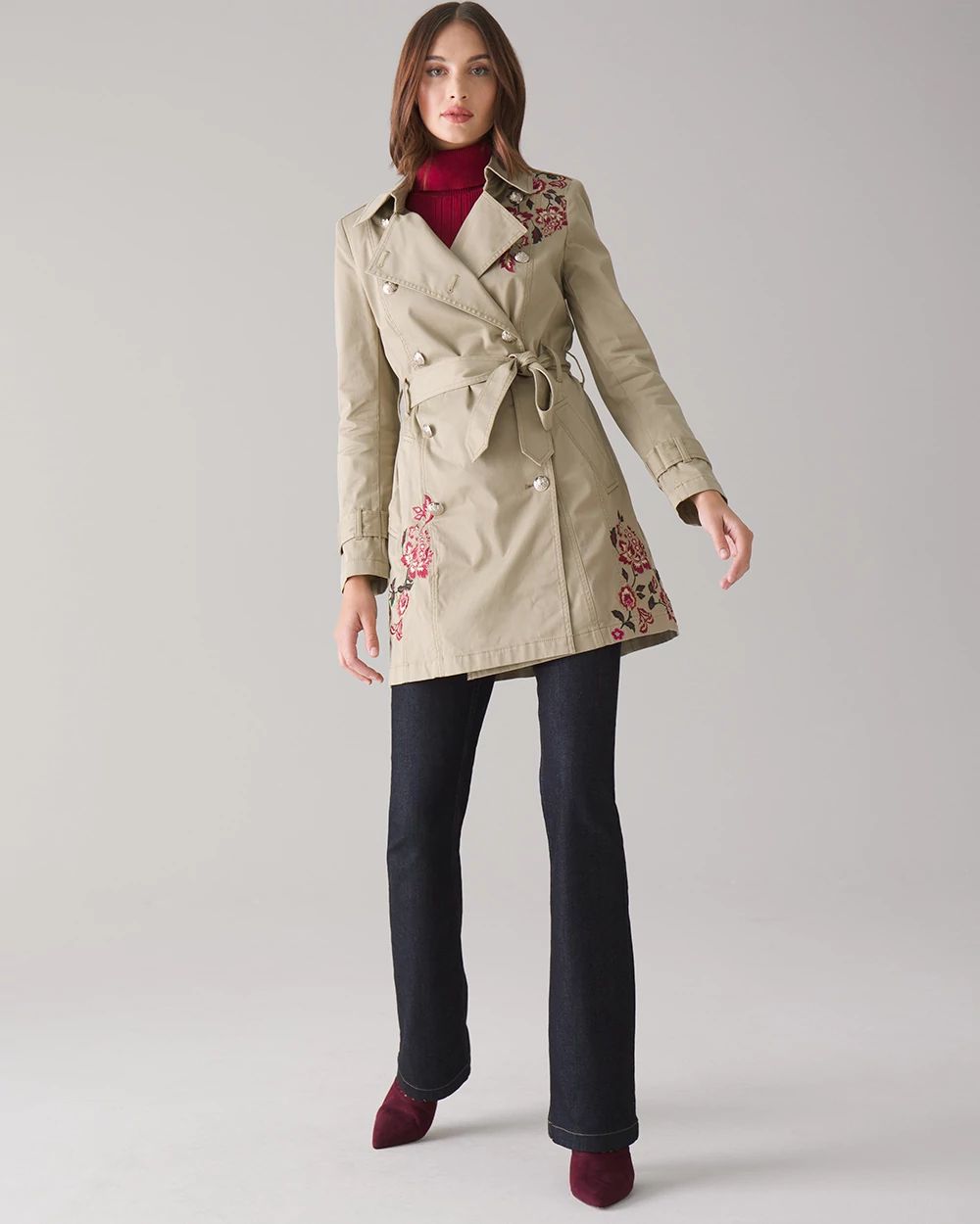 Embroidered Trench Coat