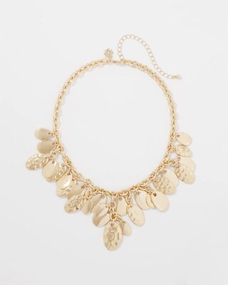 Gold Hammered Disc Single Strand Necklace click to view larger image.