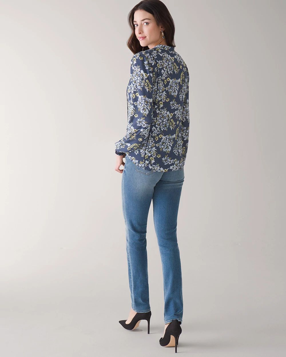 Long-Sleeve Honey Floral Blouse