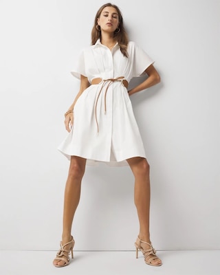 Petite Poplin Corset Shirt Dress