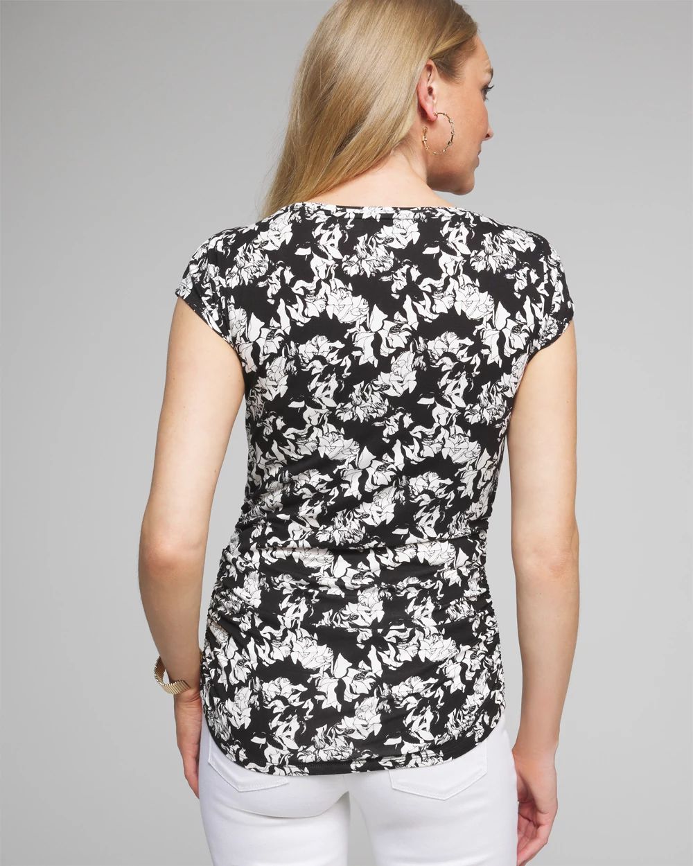 Outlet WHBM Cap Sleeve Side Ruched Tee click to view larger image.