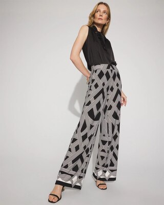 Geometric Print Matte Jersey Wide-Leg Pant click to view larger image.