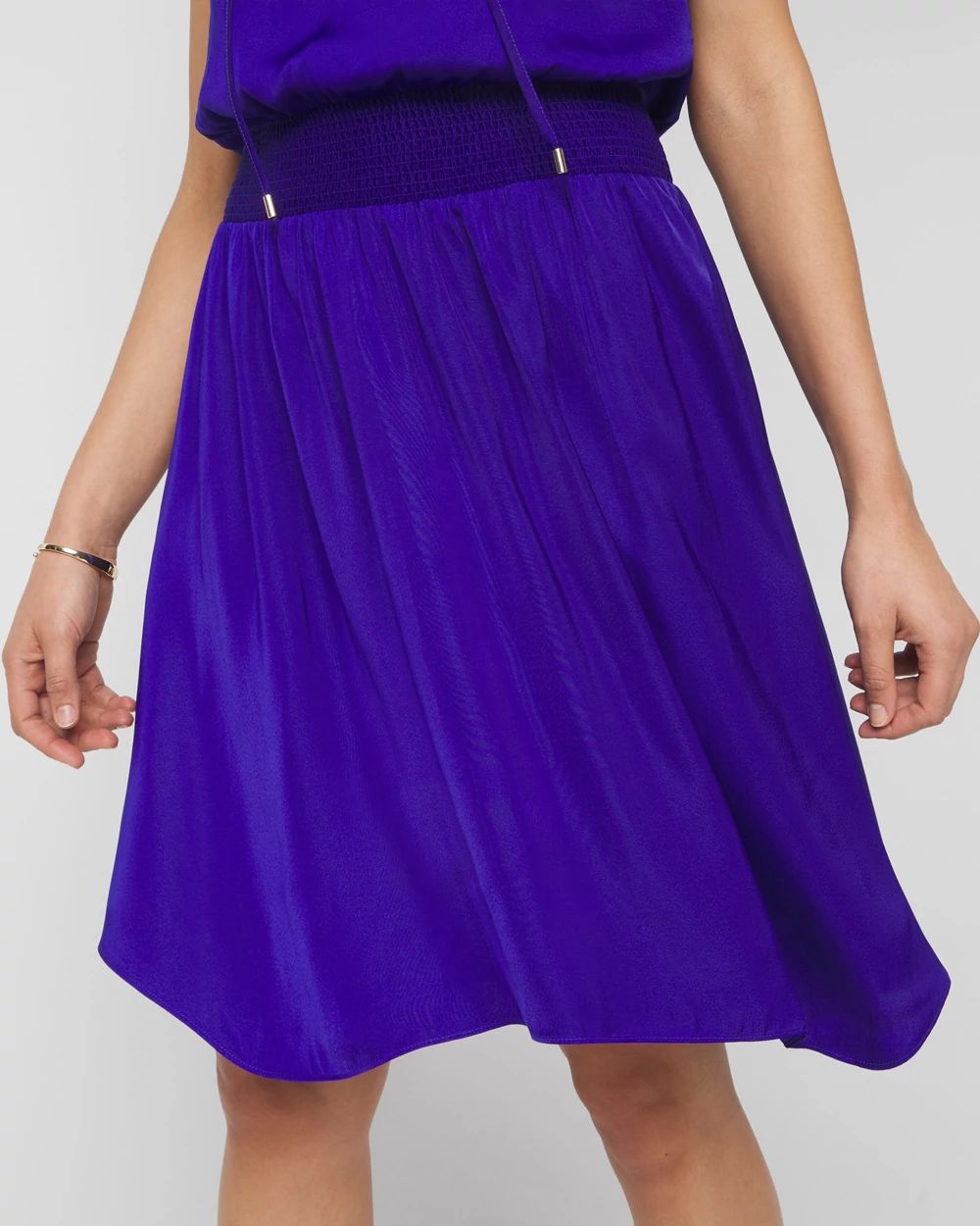 Sleeveless V-Neck Halter Blouson Dress
