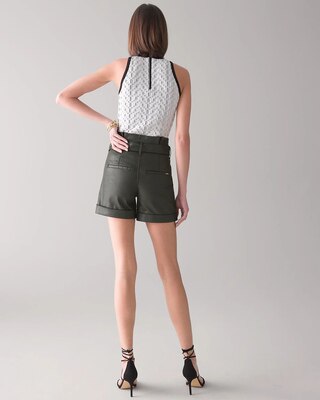 High-Rise 5-Inch Coated Paperbag Belted Shorts