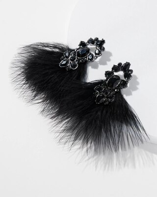 Gunmetal Black Feather Statement Earring