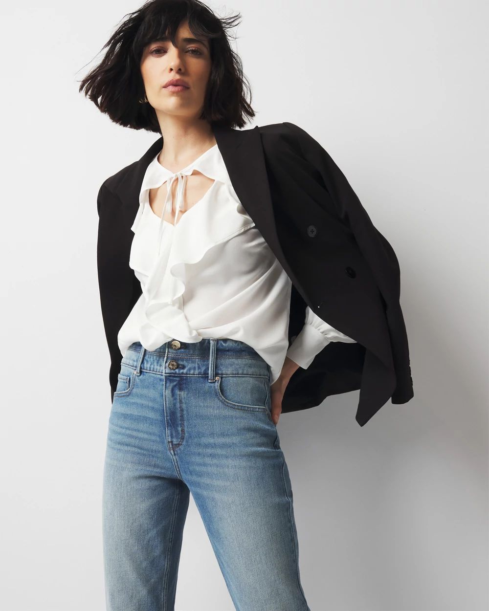 Tie-Neck Ruffle Blouse