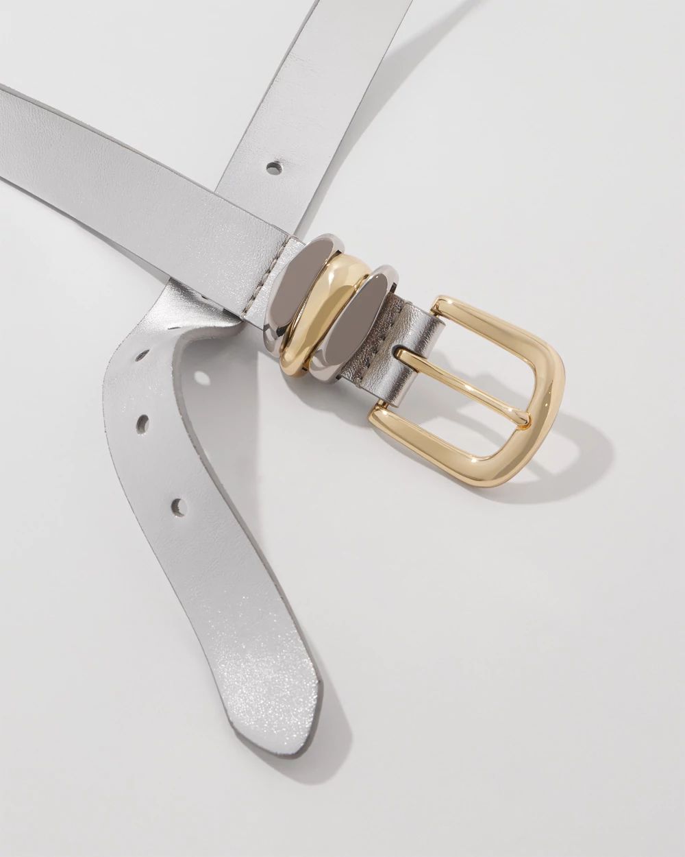Metallic Faux Leather Belt