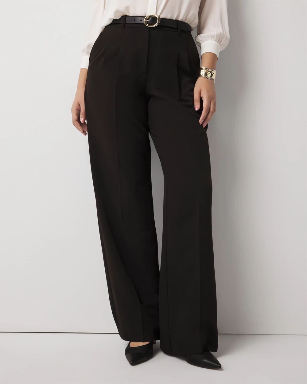 Curvy Pleated Wide Leg Pants