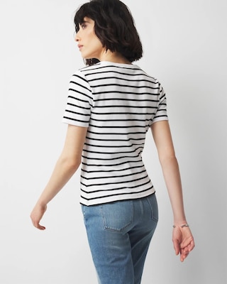 WHBM FORME™  Ribbed Stretch Button Shoulder Tee click to view larger image.