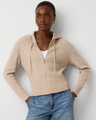 Petite Rib Knit Zip Hoodie