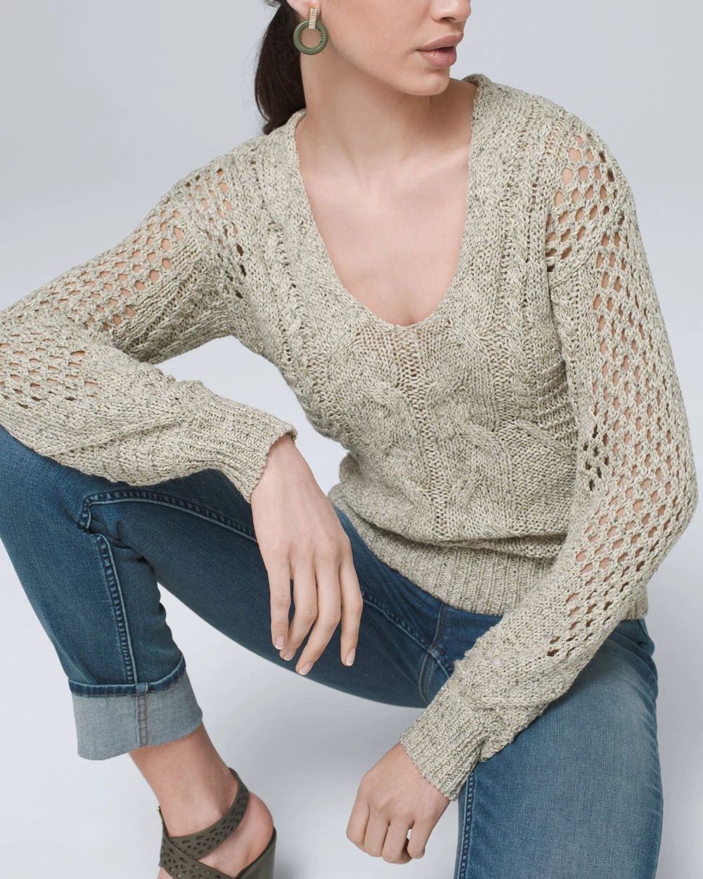 Stitchy Marled Pullover Sweater